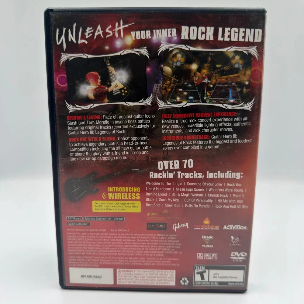 Guitar Hero III Legends of Rock Sony PlayStation 2 PS2 Game with Manual